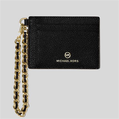 michael michael kors small pebbled leather chain card case|Small Pebbled Leather Chain Card Case .